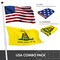 G128 Combo Pack: American USA Flag ToughWeave Series 4x6 Ft Single Sided & Gadsden Don't Tread On Me Flag Double Sided 4x6 Ft Double ToughWeave Series | Both Embroidered Polyester, Brass Grommets